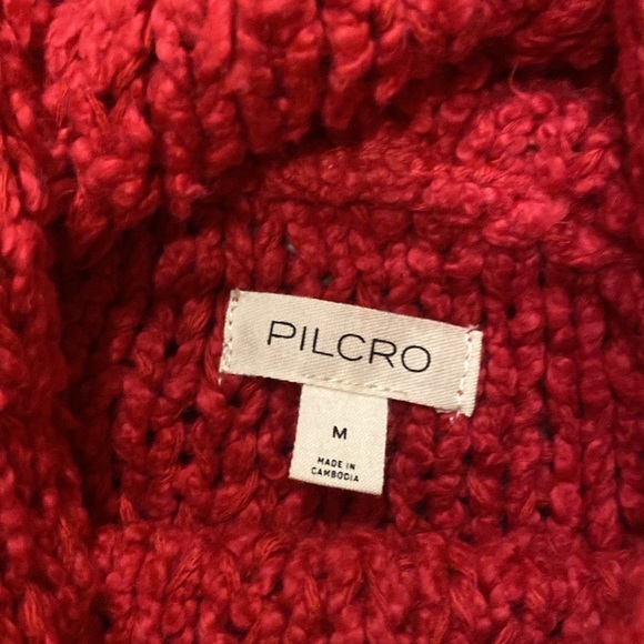 NWOT Pilcro knotted crop hoodie Cherry Red Medium - Picture 6 of 8